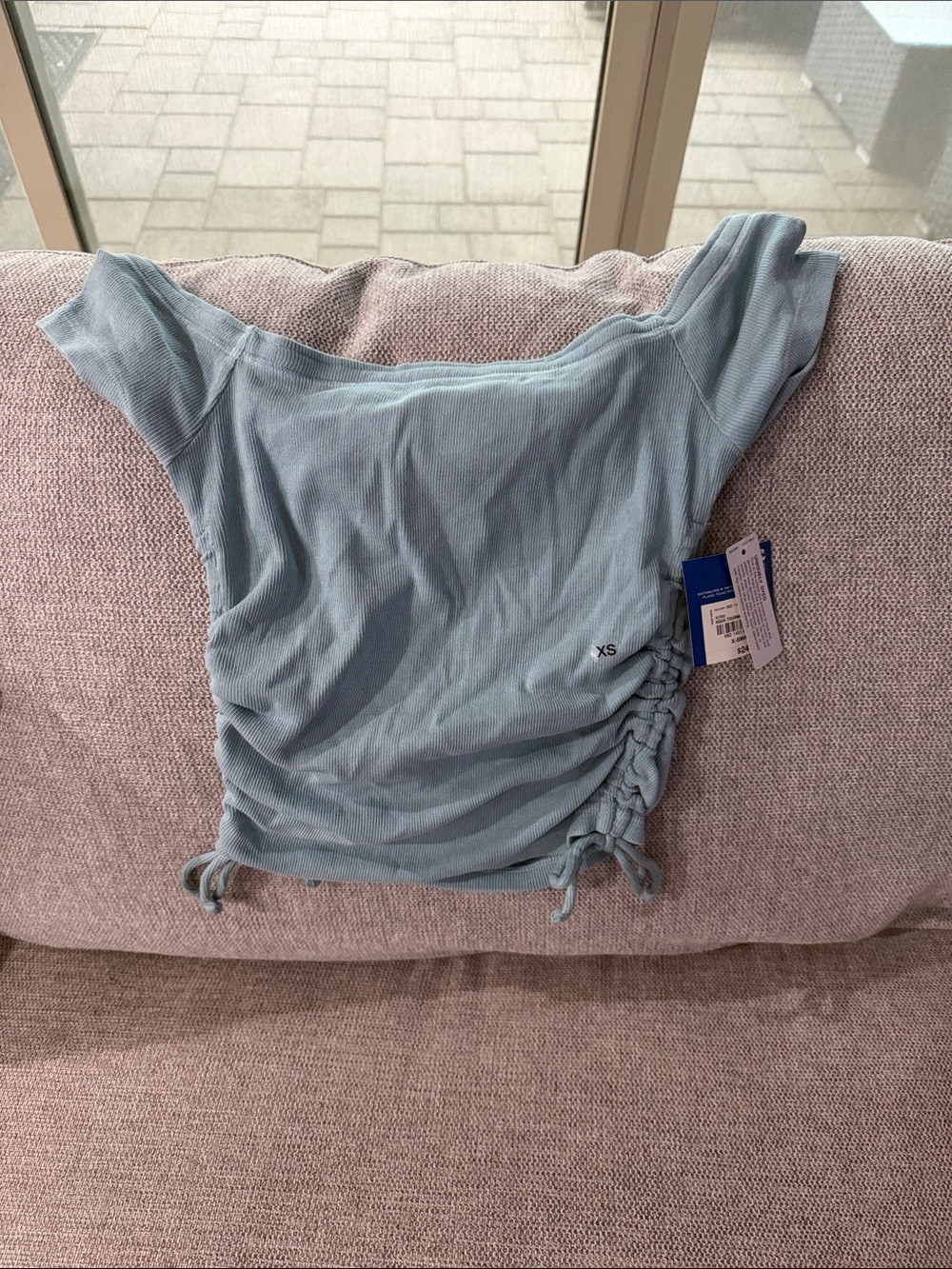 Light Blue Ruched Side Women's Top - XS